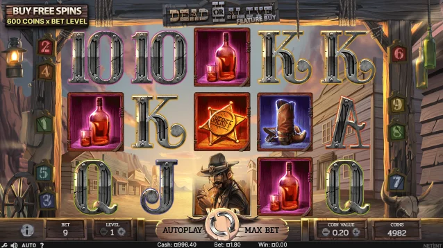 Dead or Alive II slot reels during spin