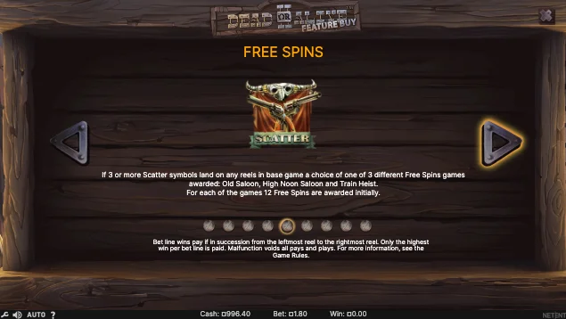 Dead or Alive II free spins bonus information